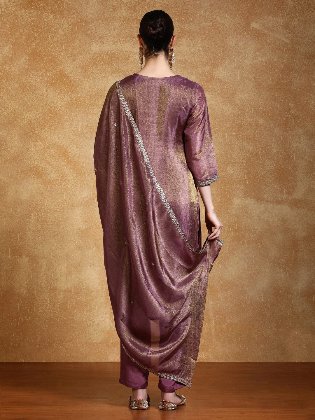 Zari Embroidered Yoke Kurta With Trouser And Dupatta
