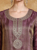 Zari Embroidered Yoke Kurta With Trouser And Dupatta