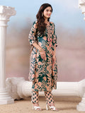 Floral Printed Kurta with Mirror Detailing Paired with Printed Trouser And Dupatta