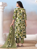 Floral Printed Kurta with Mirror Detailing Paired with Printed Trouser And Dupatta