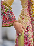 Varanga Women Ethnic Floral Mirror Embroidered Pakistani Kurta With Trouser & Dupatta