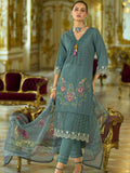 Varanga Women-Floral Motif Thread Embroidered Schiffli & Orangza Lace Detailed Kurta With Trouser & Dupatta