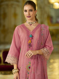 Varanga Women-Floral Motif Thread Embroidered Schiffli & Orangza Lace Detailed Kurta With Trouser & Dupatta