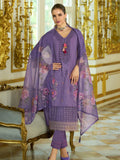Varanga Women-Floral Motif Thread Embroidered Schiffli & Orangza Lace Detailed Kurta With Trouser & Dupatta