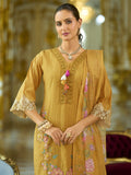 Varanga Women-Floral Motif Thread Embroidered Schiffli & Orangza Lace Detailed Kurta With Trouser & Dupatta