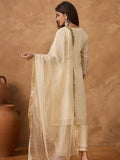 Shimmer Kurta with gold thread embroidery on neck paird with trousers and lurex dupatta