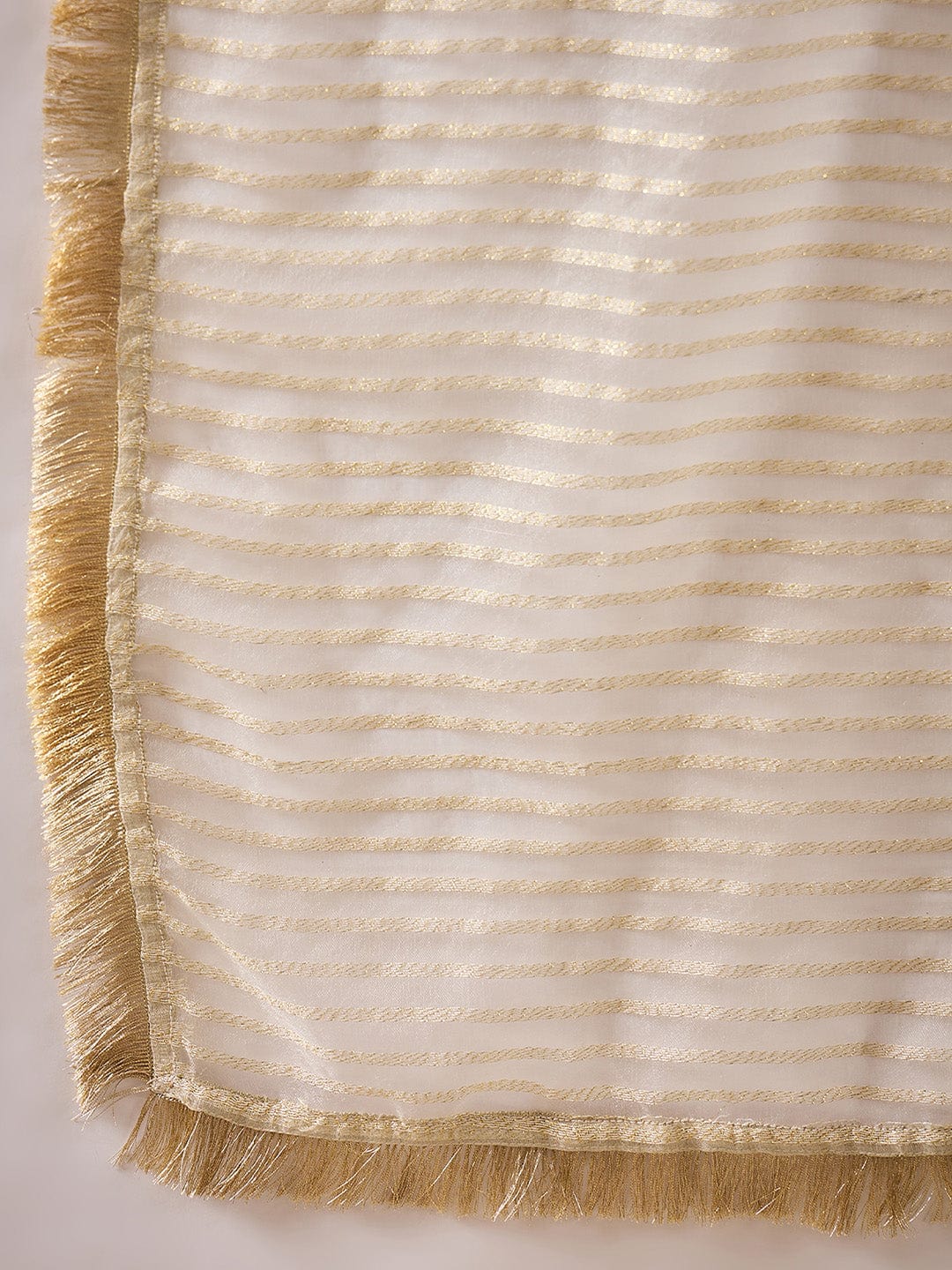 Shimmer Kurta with gold thread embroidery on neck paird with trousers and lurex dupatta