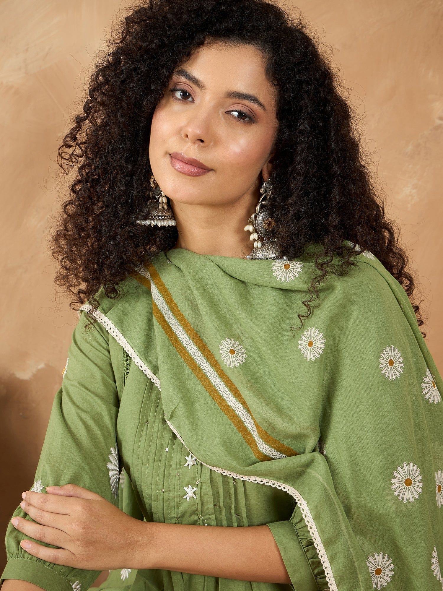 Varanga Women Kurta Set With Pin-Tucks Detailing And Overall Floral Motifs On Kurta And Dupatta