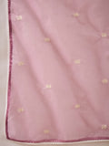 Kurta with thread embroidery paired with trousers with embroidered hem and booti embroidered dupatta