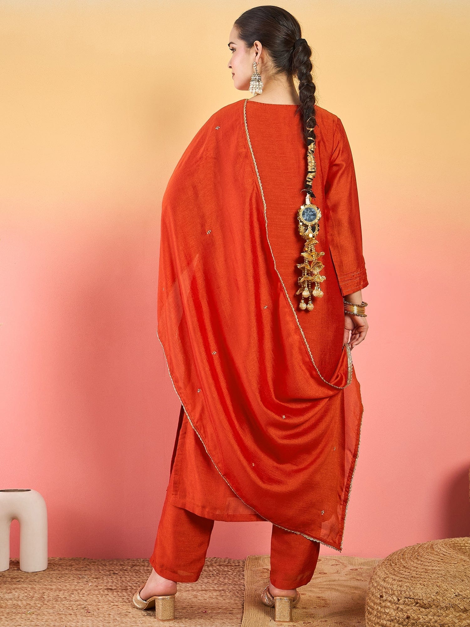 Varanga A Gracefully Beaded Yoke Kurta Paired With Solid Trousers And A Matching Dupatta