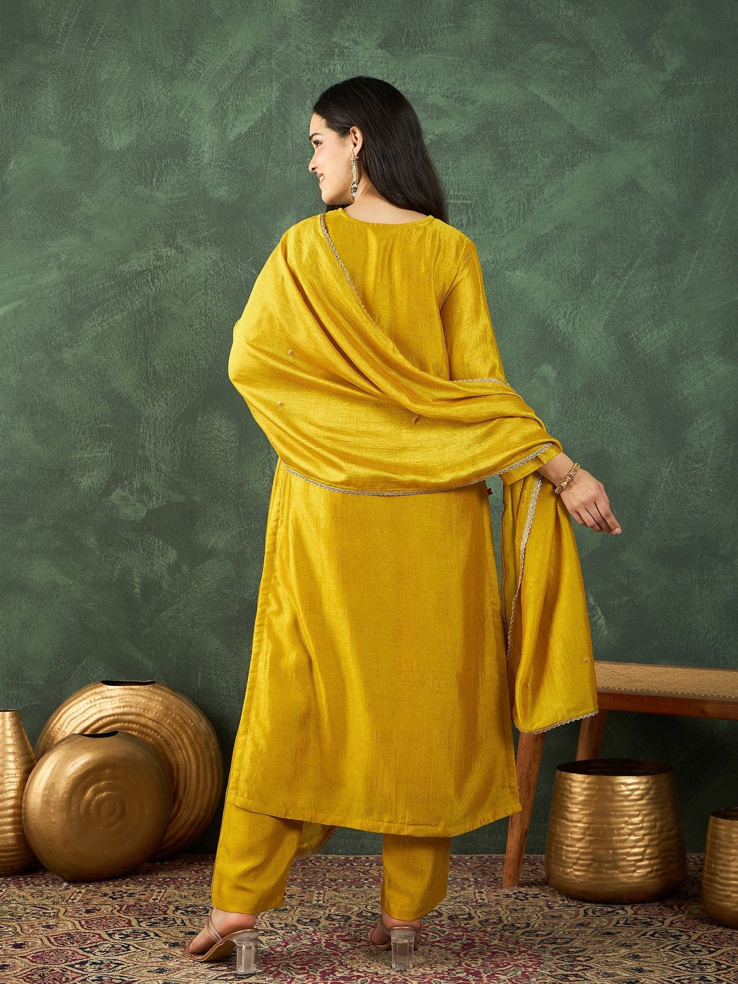 Varanga A Gracefully Beaded Yoke Kurta Paired With Solid Trousers And A Matching Dupatta
