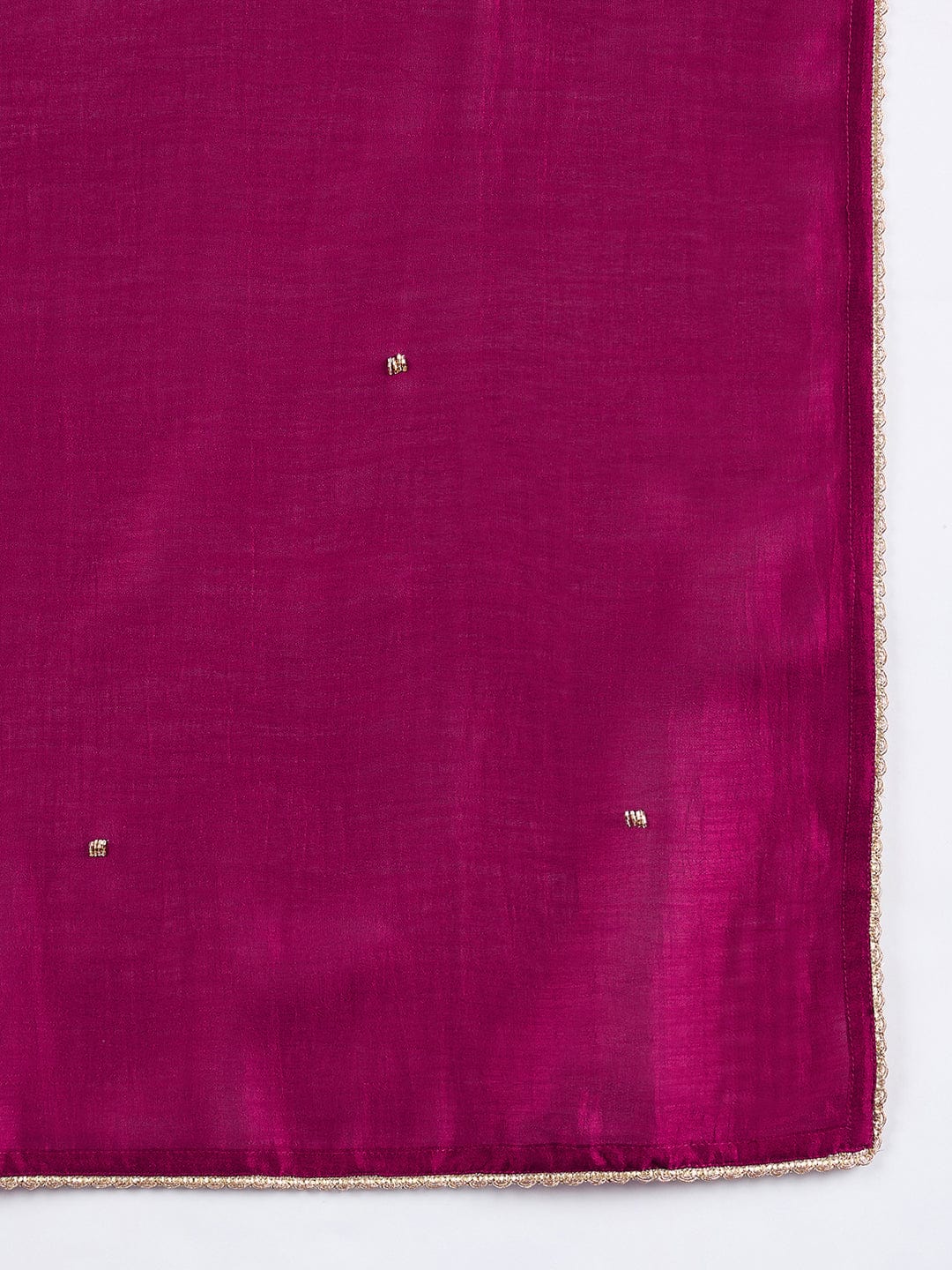Varanga Purple 3-Piece Set With A Beadwork Yoke Kurta, Solid Trousers And Dupatta