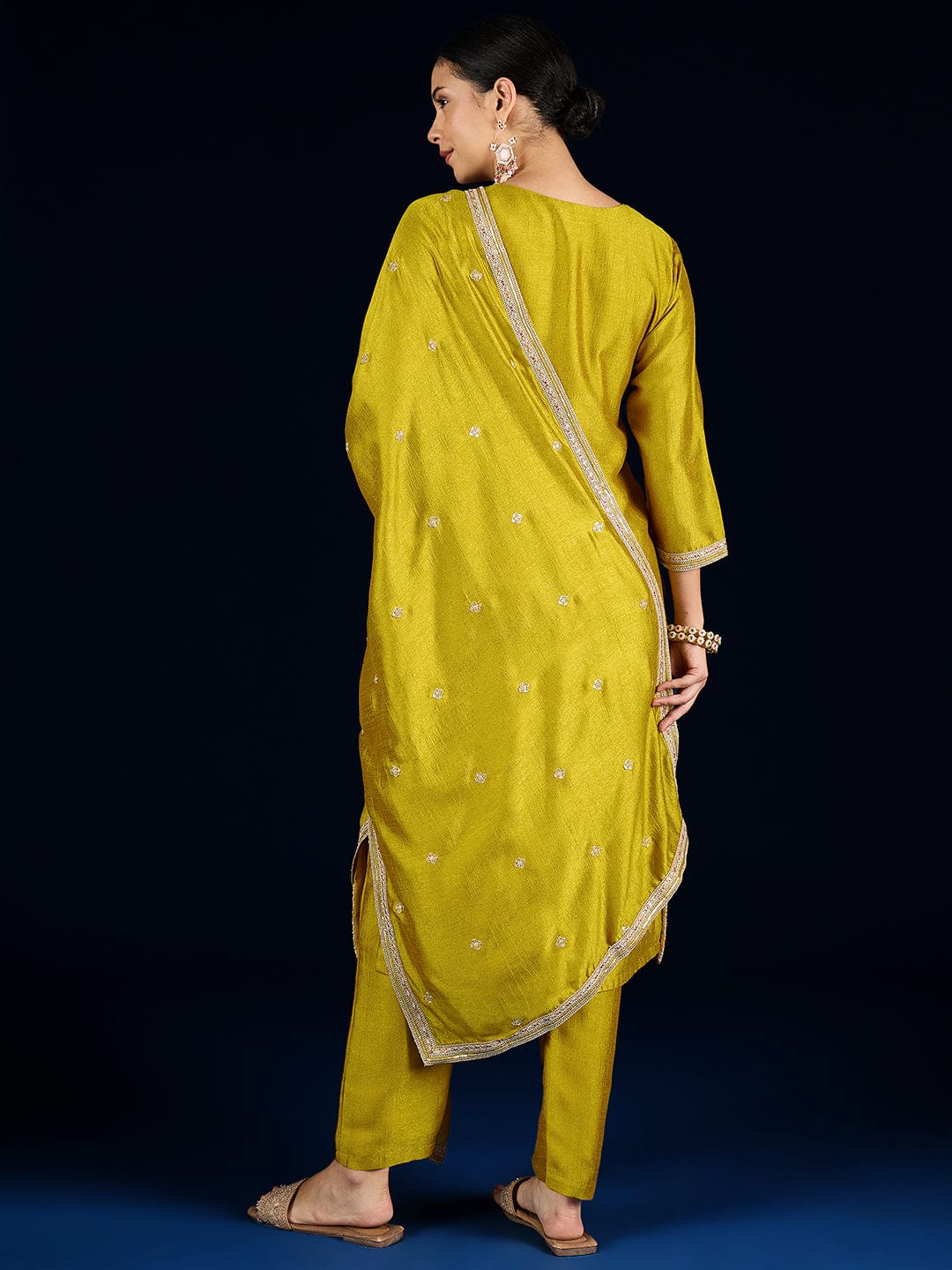 Varanga  Kurta Set Featuring Beadwork Detailing, Embroidered Hem Trousers, And A Hand-Embroidered Dupatta For A Timeless Ethnic Look.