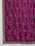 Varanga Vichitra Bead-Embellished Round Neck Kurta, Solid Ankle-Length Trousers, And An Elegant Embroidered Dupatta