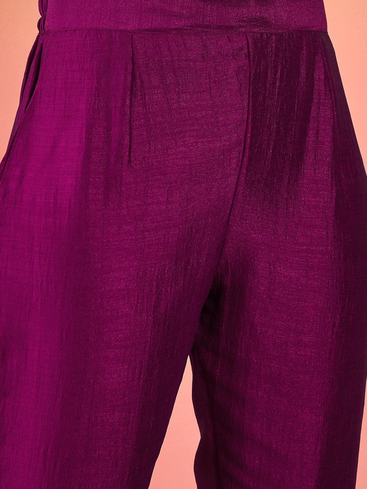 Varanga Vichitra Bead-Embellished Round Neck Kurta, Solid Ankle-Length Trousers, And An Elegant Embroidered Dupatta