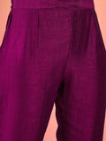 Varanga Vichitra Bead-Embellished Round Neck Kurta, Solid Ankle-Length Trousers, And An Elegant Embroidered Dupatta