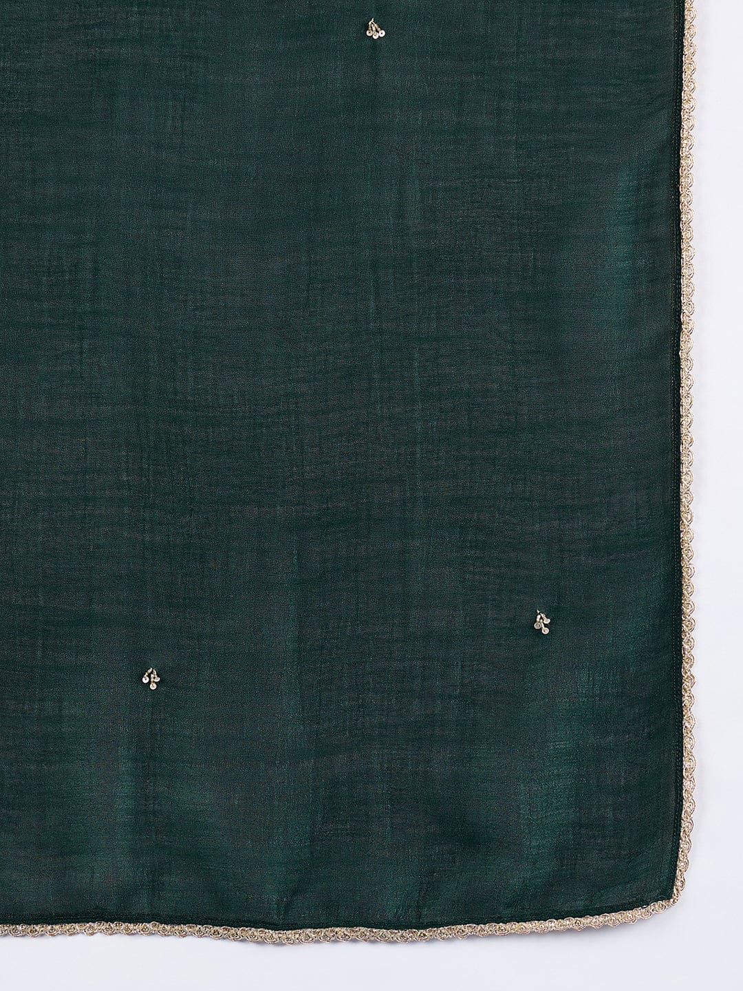 Varanga Vichitra Bead-Embellished V-Neck Kurta, Solid Ankle-Length Trousers, And An Elegant Embroidered Dupatta