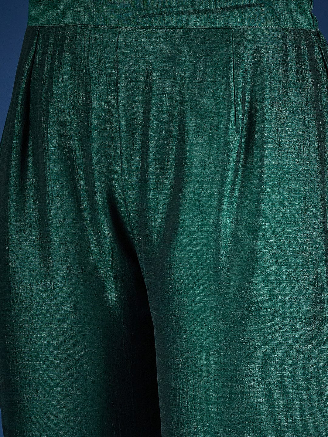 Varanga Vichitra Bead-Embellished V-Neck Kurta, Solid Ankle-Length Trousers, And An Elegant Embroidered Dupatta
