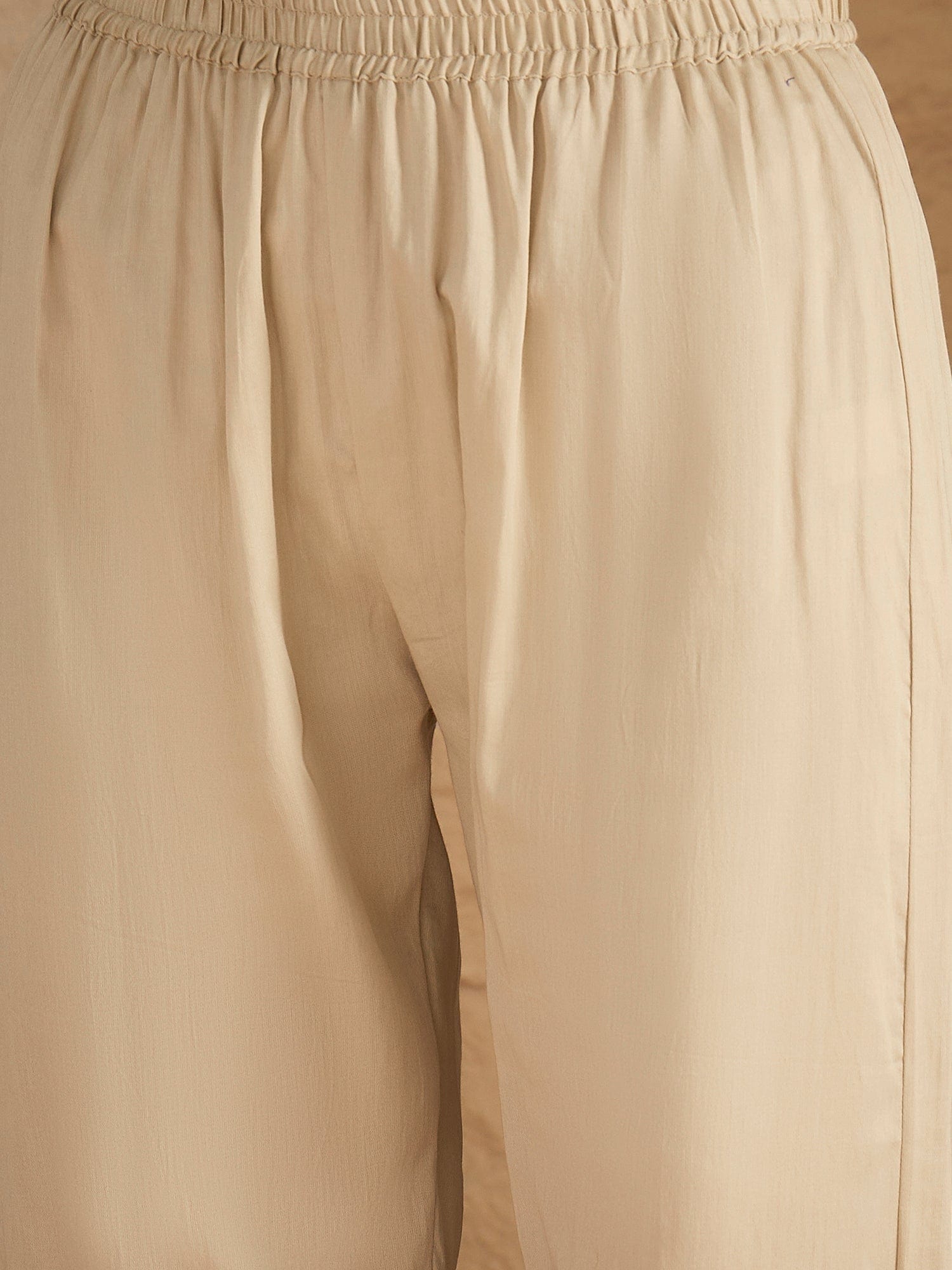Varanga Women Graceful Beige Kurta Set Featuring Gota Patti Detailing, Paired With Solid Trousers And Dupatta