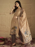 Varanga Women Graceful Beige Kurta Set Featuring Gota Patti Detailing, Paired With Solid Trousers And Dupatta