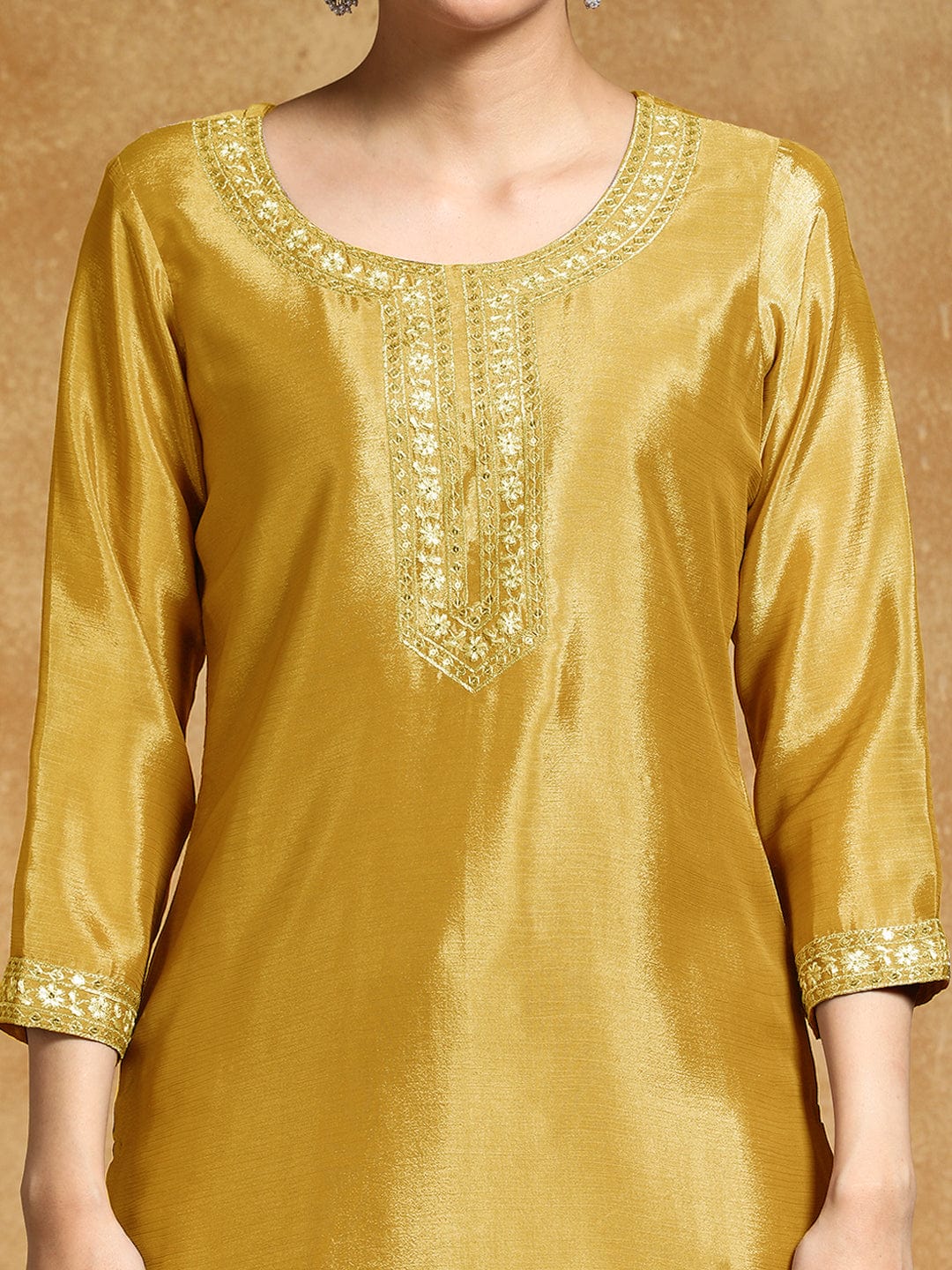 Varanga Women-Bead Work Kurta With Sharara And Dupatta