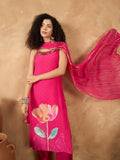 Varanga Women Spaghetti Strap Floral Kurta Featuring Tassles With Trousers And Dupatta