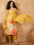 Varanga Women Spaghetti Strap Straight Floral Kurta With Trousers And Dupatta