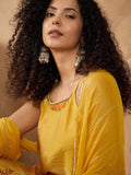 Varanga Women Spaghetti Strap Straight Floral Kurta With Trousers And Dupatta