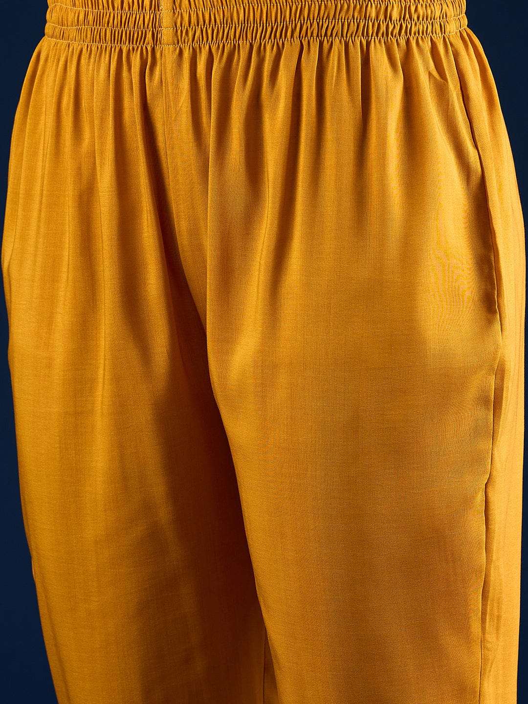 Varanga Ethnic Printed Straight Kurta With Lace Round Neck, Paired With Solid Trousers And A Printed Dupatta.