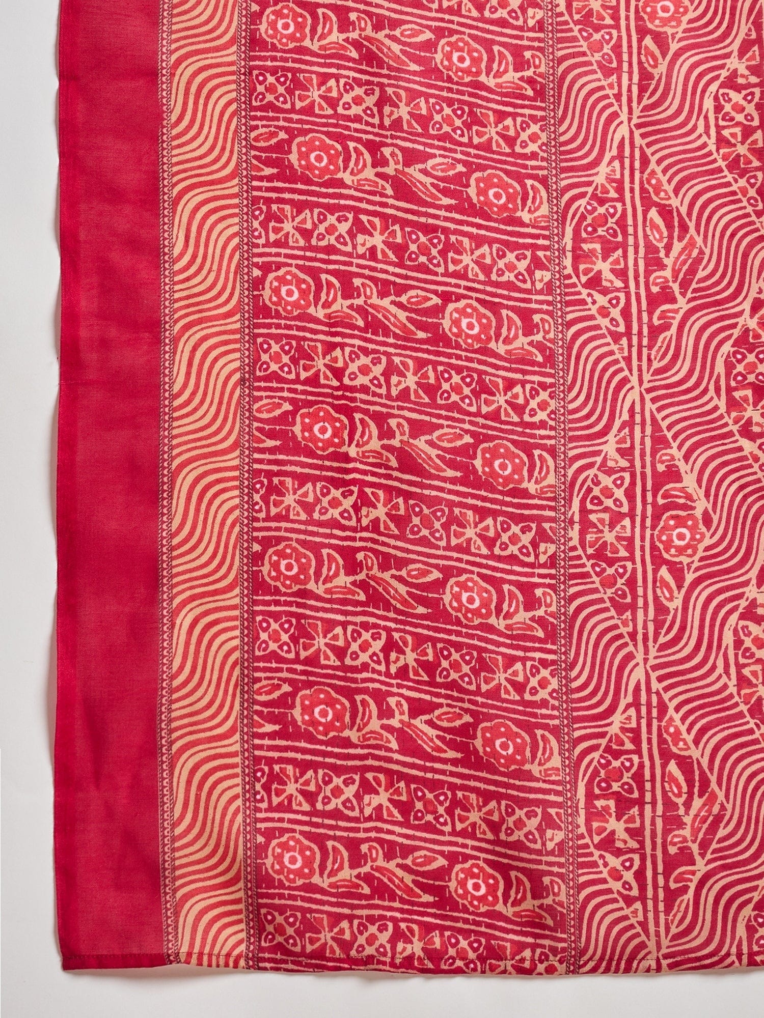 Varanga Kurta Set With Zari Yoke Embroidery, Printed Trousers, And Floral Dupatta