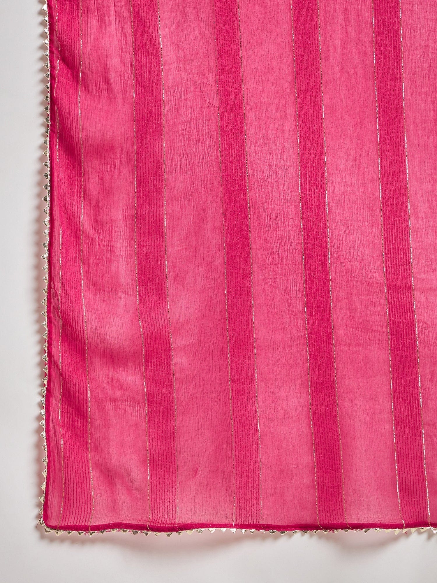 Varanga Bandhani-Printed Fuchsia Anarkali With Zari-Embroidered Yoke, Paired With Solid Trousers And Dupatta .