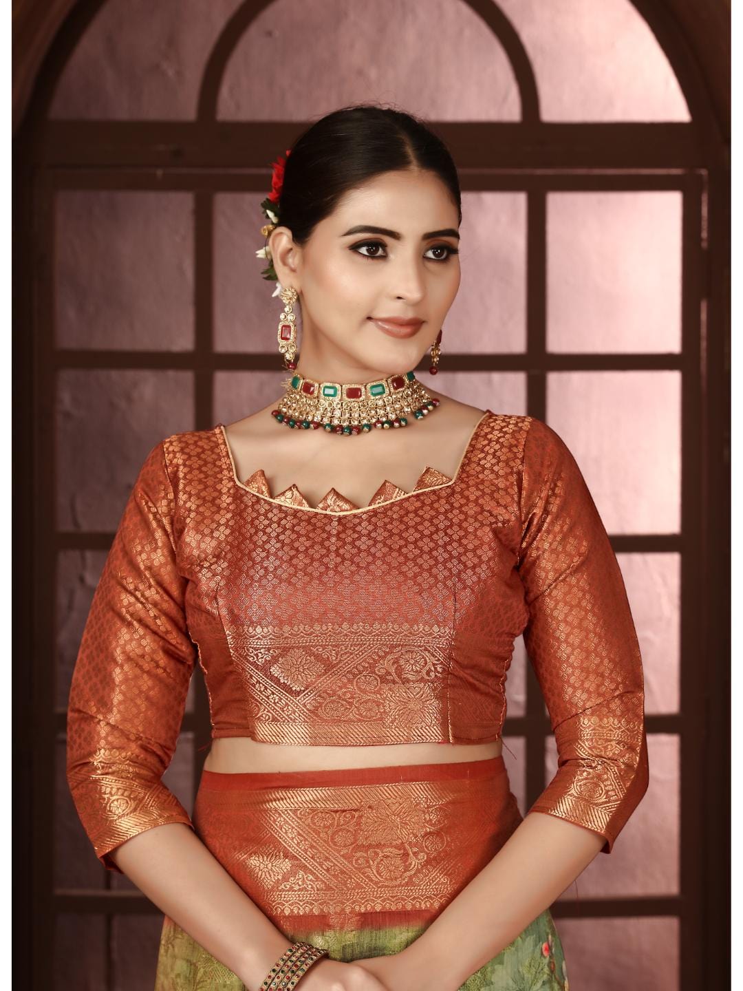 Ethnic Motifs Zari Woven Design Banarasi Saree