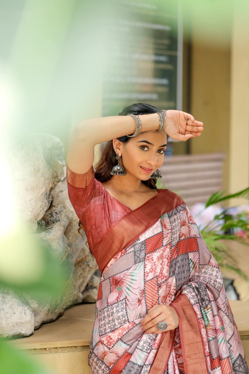 Ethnic Motifs Zari Woven Design Banarasi Saree
