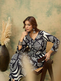 Geometric Printed Kurta With Zip Detail And Trousers