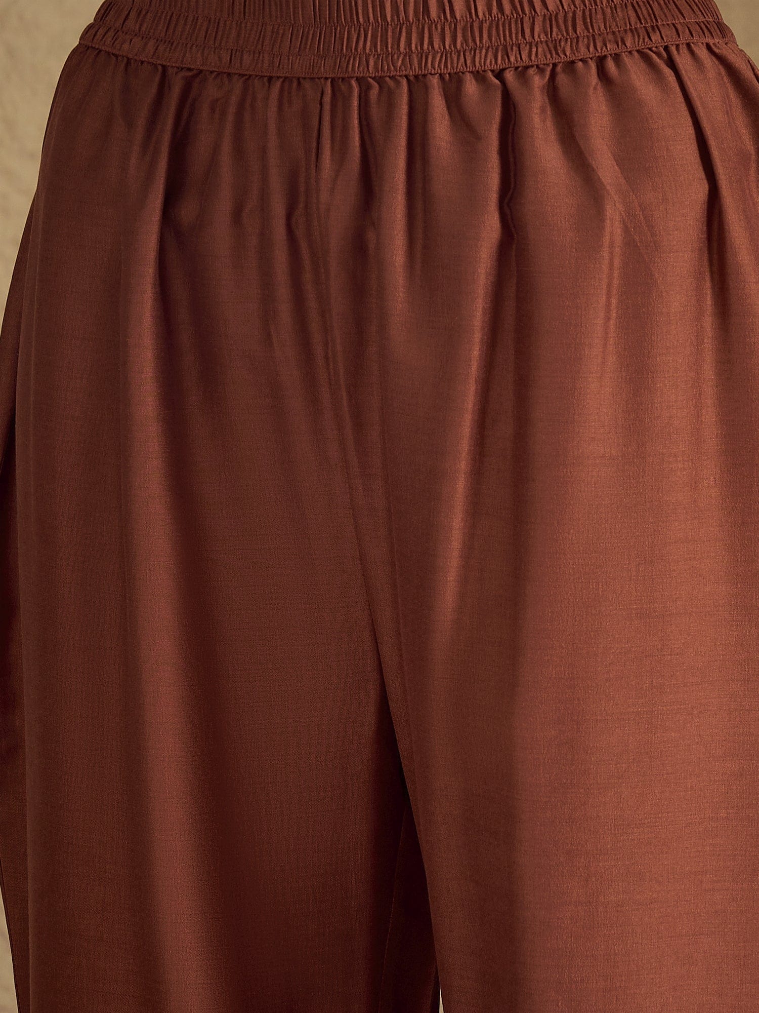 Varanga Women Rust Embroidered Straight Kurta With Bottom And Dupatta