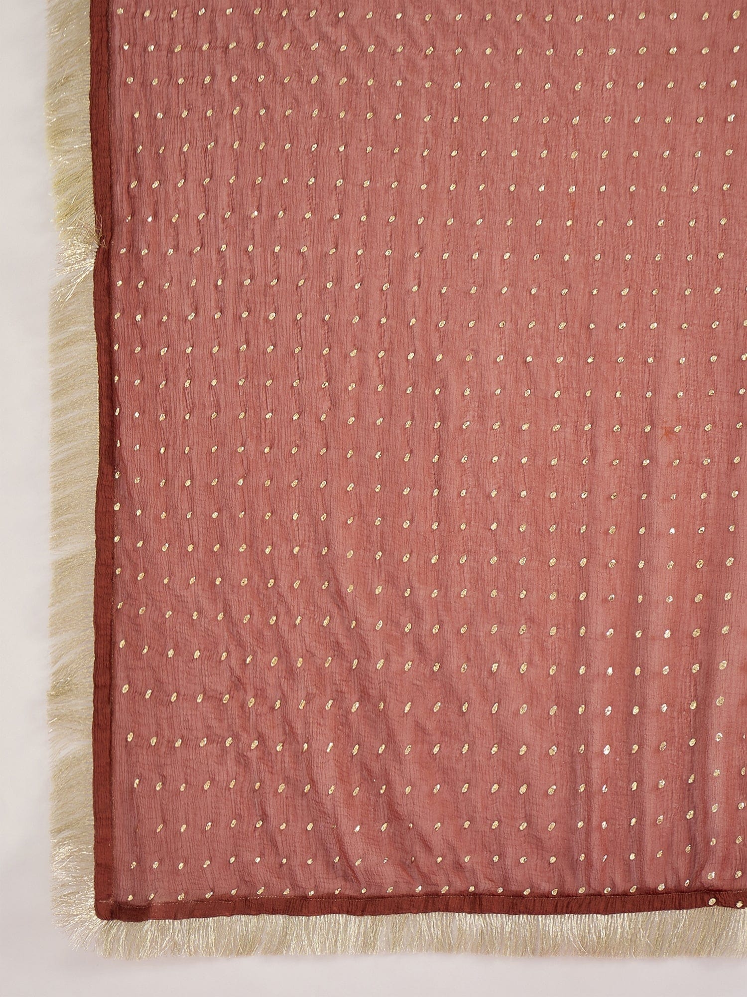 Varanga Women Rust Embroidered Straight Kurta With Bottom And Dupatta