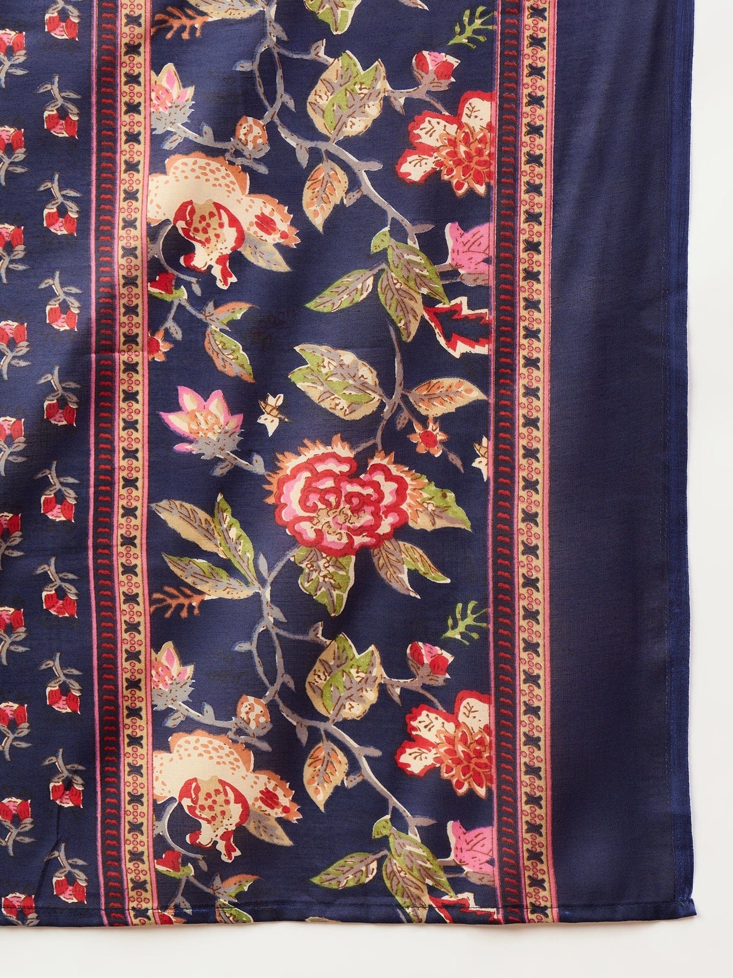 Varanga Floral Printed Thread Work Straight Kurta with Trousers & Dupatta