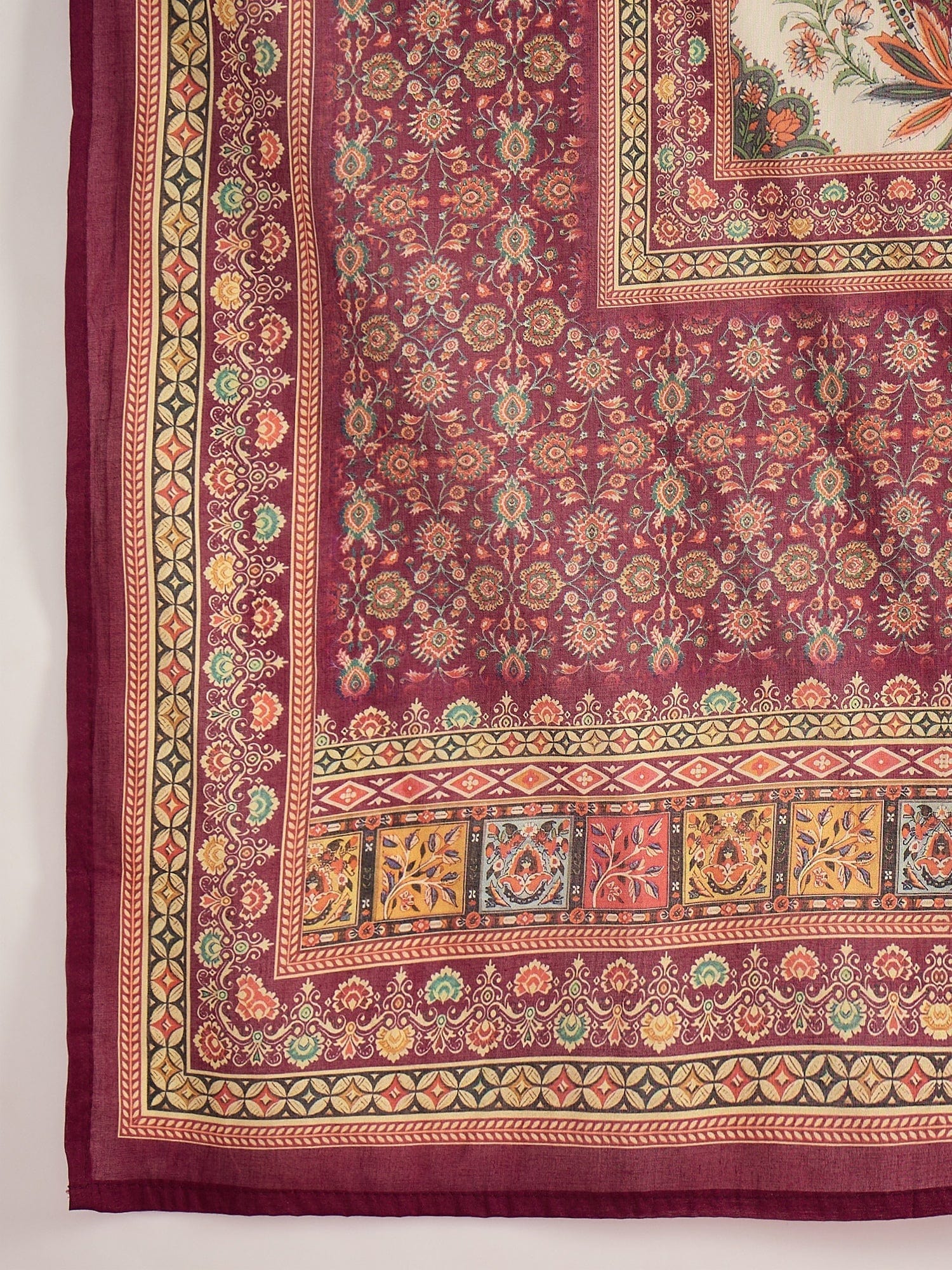Ethnic Pakistani Printed Mirror And Thread Embroidered Kurta with Trouser & Dupatta