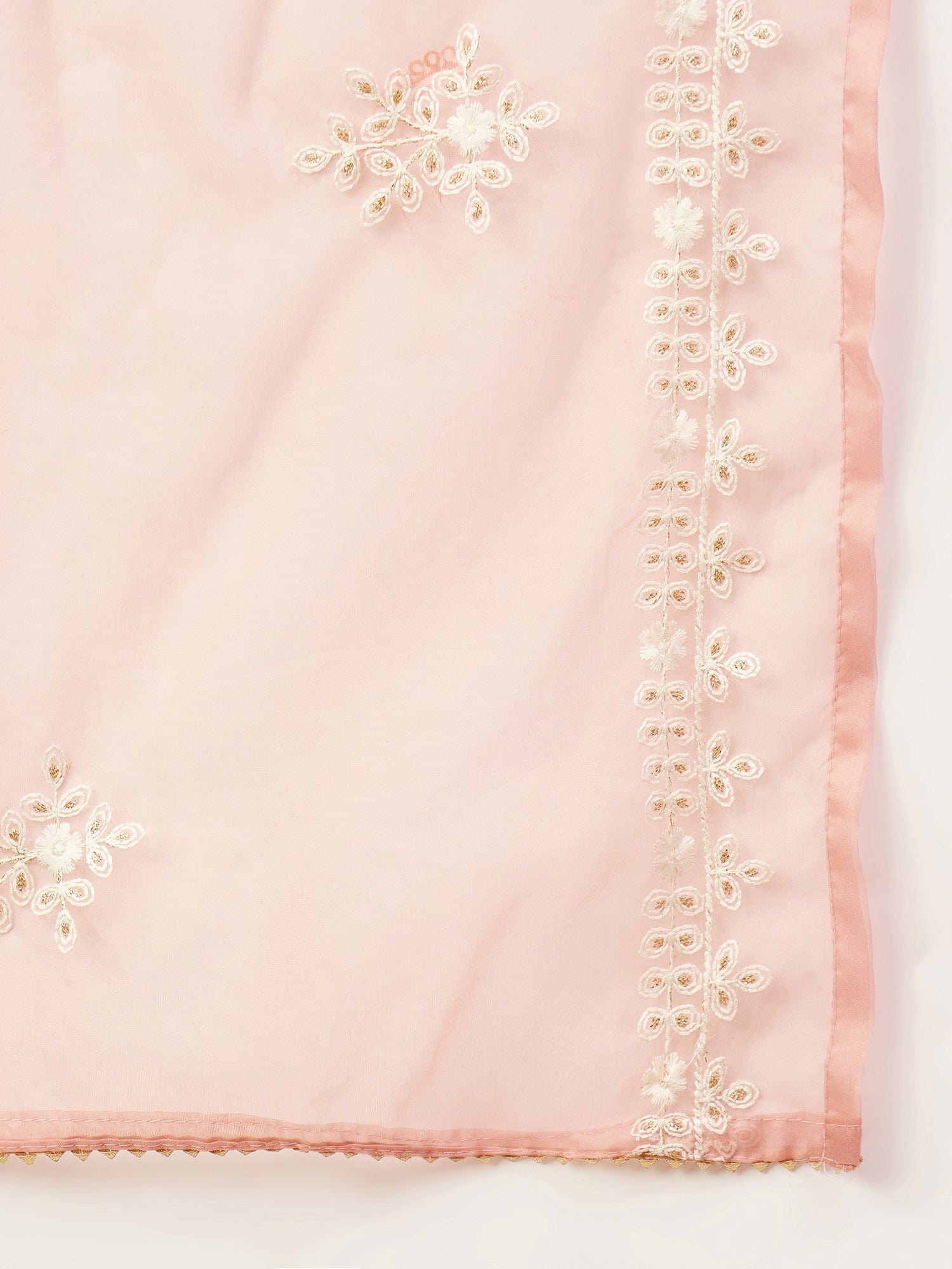 Varanga Women Peach Ethnic Motifs Embroidered Thread Work Pure Cotton Kurta Set