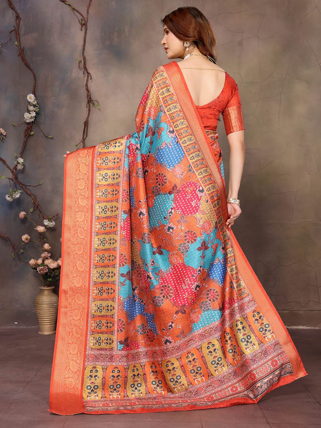 Ethnic Motifs Zari Woven Design Banarasi Saree