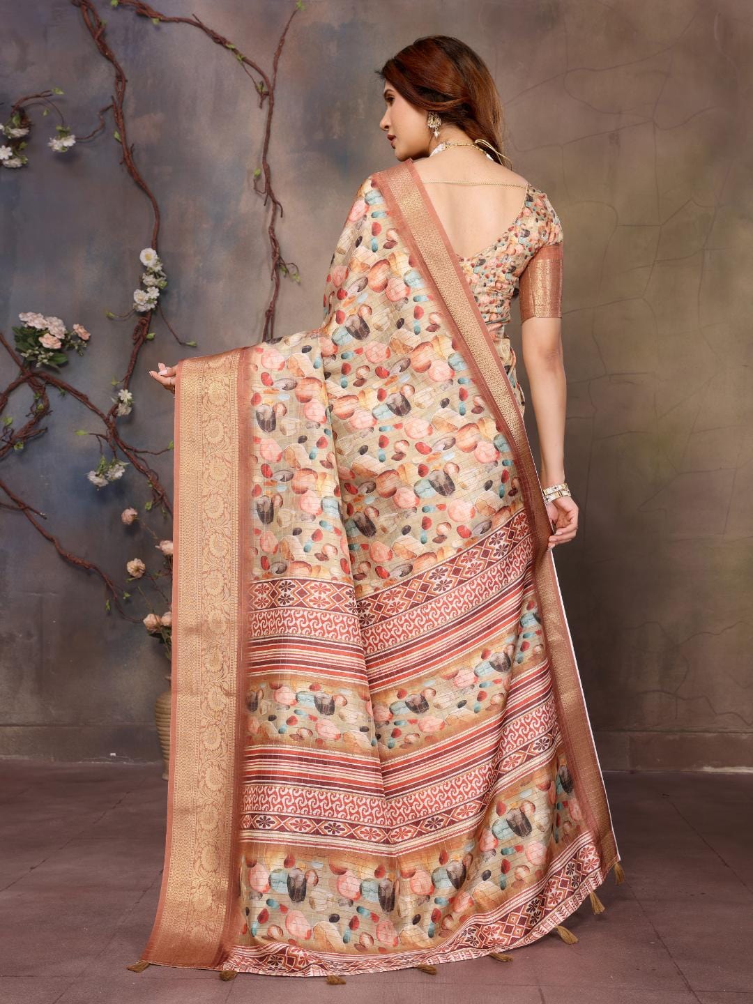 Ethnic Motifs Zari Woven Design Banarasi Saree