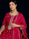 Varanga A Fuchsia Anarkali Set In Rich Vichitra Fabric With Zari Embroidery, Paired With An Embroidered Organza Dupatta.