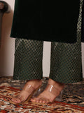 Varanga Women Flared Sleeve Velvet Kurta With Brocade Trousers