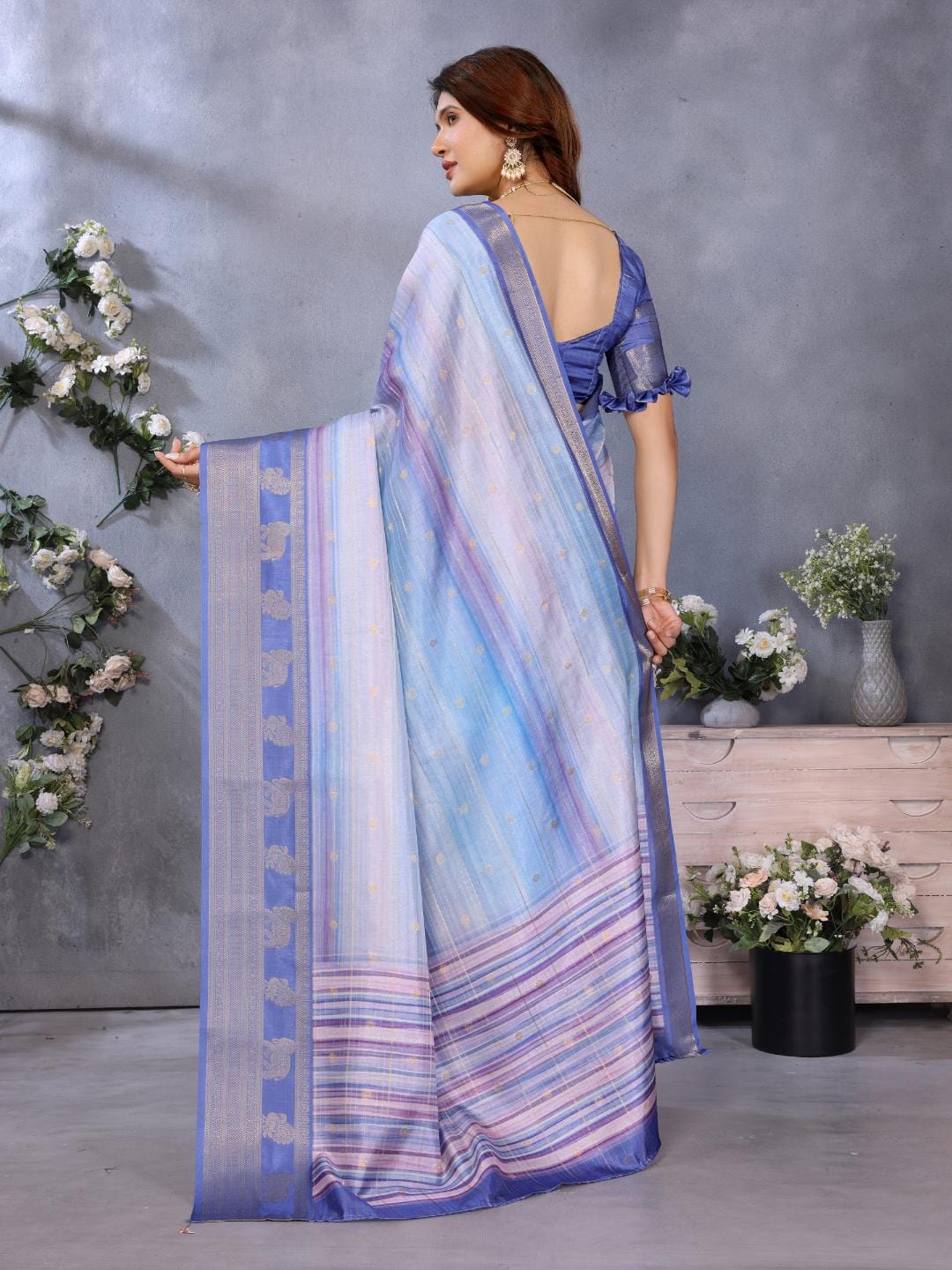 Ethnic Motifs Zari Woven Design Banarasi Saree