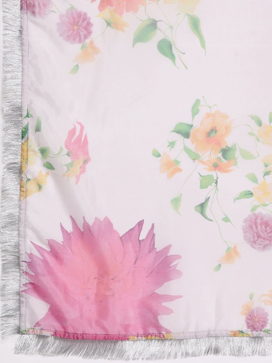 Varanga Yellow Embroidered Kurta With Tonal Bottam And Contrast Printed Dupatta