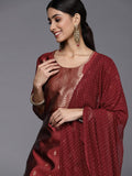 Varanga Women Maroon Ethnic Motifs Kurta with Trousers & Dupatta