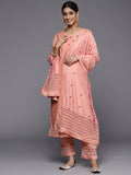 Varanga Women Peach-Coloured Ethnic Motifs Embroidered Kurta with Trousers & Dupatta