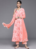 varanga floral printed a line kurta with trousers with dupatta