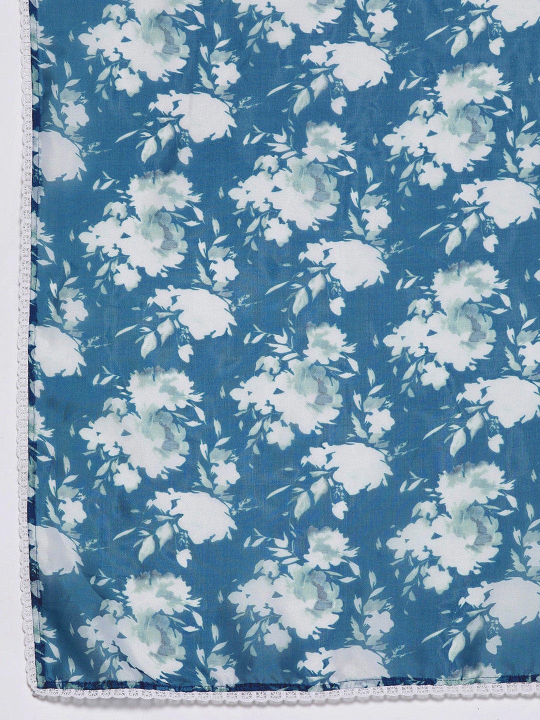 Varanga Women Blue Floral Printed Strap Style Straight Kurta Paired With Tonal Bottom And Dupatta