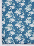 Varanga Women Blue Floral Printed Strap Style Straight Kurta Paired With Tonal Bottom And Dupatta